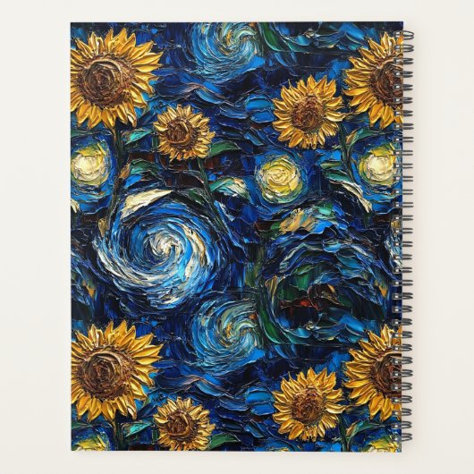 Van Gogh Zonnebloemen en sterrennacht Planner (Achterkant)