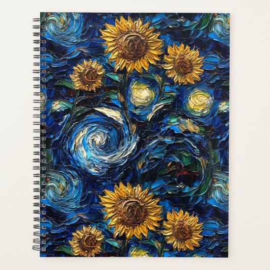 Van Gogh Zonnebloemen en sterrennacht Planner (Voorkant)