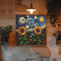 Van Gogh Zonnebloemen en sterrennacht