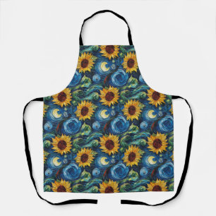 Van Gogh Zonnebloemen en sterrennacht Schort