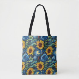 Van Gogh Zonnebloemen en sterrennacht Tote Bag