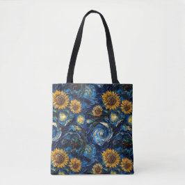 Van Gogh Zonnebloemen en sterrennacht Tote Bag