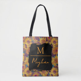 Van Gogh Zonnebloemen Geel Violet Monogram  Tote Bag