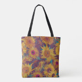 Van Gogh Zonnebloemen Geel Violet Monogram Tote Bag (Achterkant)
