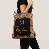 Van Gogh Zonnebloemen Geel Violet Monogram Tote Bag (Dichtbij)