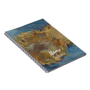 Van Gogh Zonnebloemen Gele Bloemen Aangepaste Naam Notitieboek