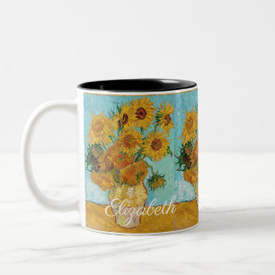 Van Gogh Zonnebloemen Gele Bloemen Bloemstuk Tweekleurige Koffiemok