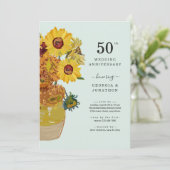 Van Gogh Zonnebloemen Huwelijksjubileum Uitnodigin Kaart (Staand voorkant)