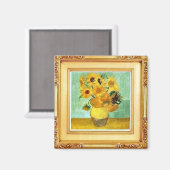 Van Gogh - Zonnebloemen - Kunst Magneet (Voorkant / Achterkant)
