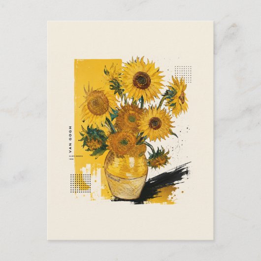 Van Gogh Zonnebloemen Modern Briefkaart (Voorkant)