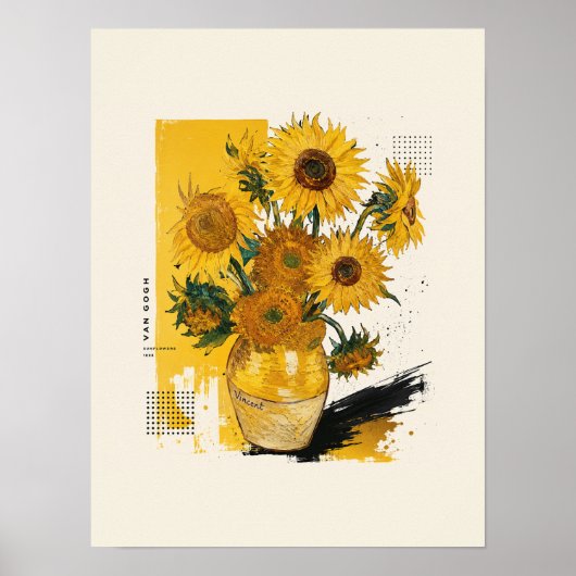 Van Gogh Zonnebloemen Modern Poster (Voorkant)