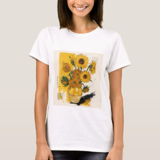 Van Gogh Zonnebloemen Moderne Remix T-Shirt