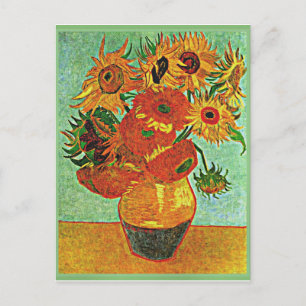 Van Gogh - Zonnebloemen, nog levendig met 12 pos Briefkaart