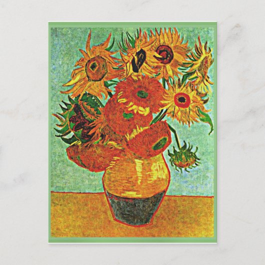 Van Gogh - Zonnebloemen, nog levendig met 12 pos Briefkaart (Voorkant)
