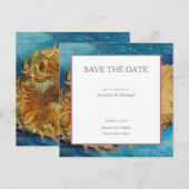 Van Gogh Zonnebloemen Professioneel Minimalistisch Save The Date (Voorkant / Achterkant)