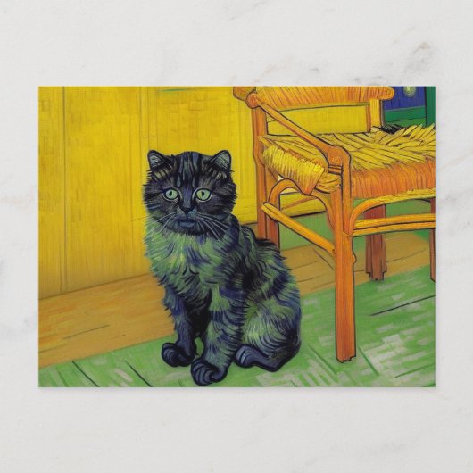 Van Gogh Zwart Kat Feestdagenkaart (Voorkant)