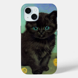 Van Gogh Zwart Kat Geel Bloemen iPhone 15 Case