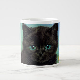 Van Gogh Zwart Kat Geel Bloemen Grote Koffiekop