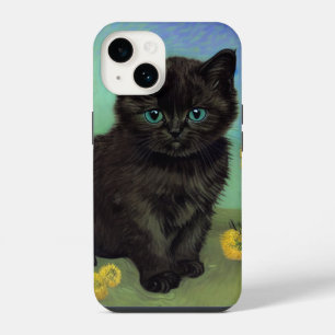 Van Gogh Zwart Kat Geel Bloemen iPhone 14 Hoesje