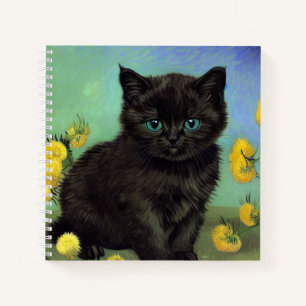Van Gogh Zwart Kat Geel Bloemen Notitieboek