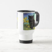 Van Gogh Zwart Kat Geel Bloemen Reisbeker (Voorkant rechts)