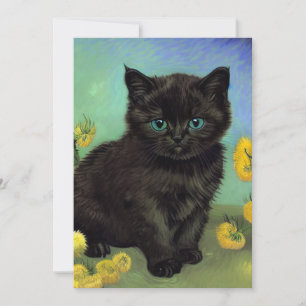 Van Gogh Zwart Kat Geel Bloemen Save The Date