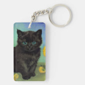 Van Gogh Zwart Kat Geel Bloemen Sleutelhanger (achterkant)