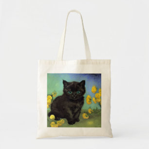Van Gogh Zwart Kat Geel Bloemen Tote Bag
