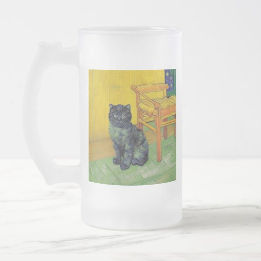 Van Gogh Zwart Kat Matglas Bierpul (Links)