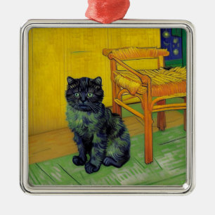 Van Gogh Zwart Kat Metalen Ornament