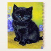 Van Gogh Zwart Kat Paarse Bloemen Planner (Achterkant)