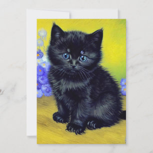 Van Gogh Zwart Kat Paarse Bloemen Save The Date