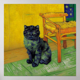 Van Gogh Zwart Kat Poster