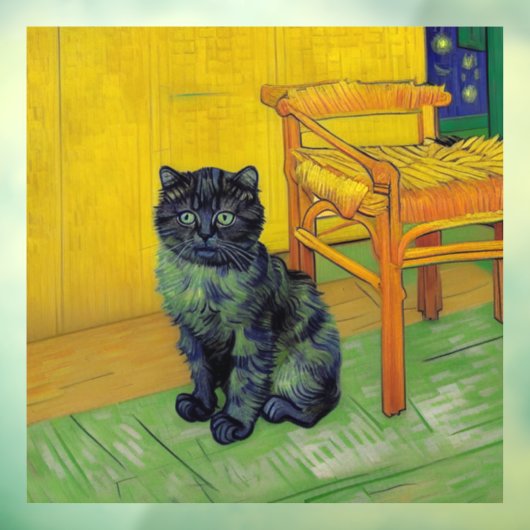 Van Gogh Zwart Kat Raamsticker (Vel 3)