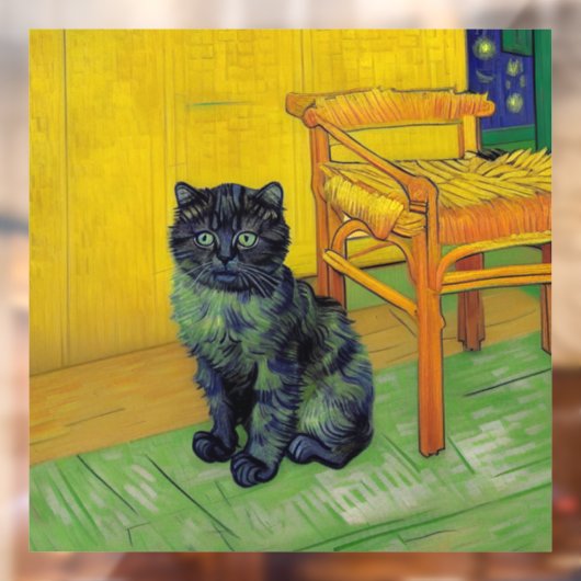Van Gogh Zwart Kat Raamsticker (Vel 2)