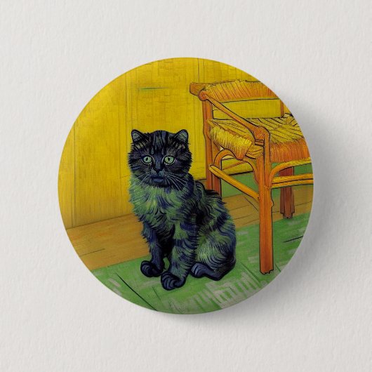 Van Gogh Zwart Kat Ronde Button 5,7 Cm (Voorkant)