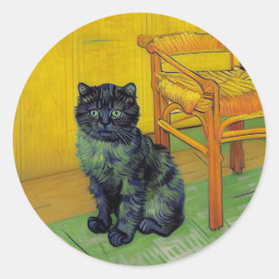 Van Gogh Zwart Kat Ronde Sticker