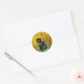Van Gogh Zwart Kat Ronde Sticker (Envelop)