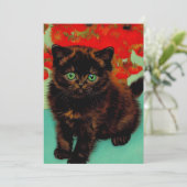 Van Gogh Zwart Kat Rood Bloemen Aankondiging (Staand voorkant)