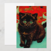Van Gogh Zwart Kat Rood Bloemen Aankondiging (Voorkant / Achterkant)