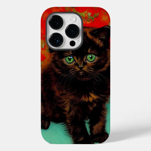 Van Gogh Zwart Kat Rood Bloemen Case-Mate iPhone Case (Achterkant)