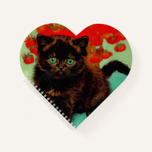 Van Gogh Zwart Kat Rood Bloemen Notitieboek