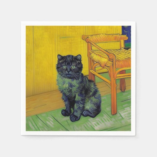 Van Gogh Zwart Kat Servet (Voorkant)