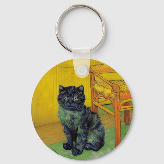 Van Gogh Zwart Kat Sleutelhanger (Voorkant)