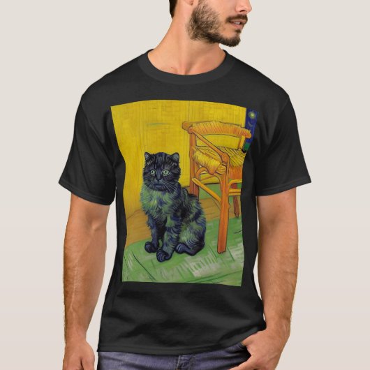 Van Gogh Zwart Kat T-shirt (Voorkant)