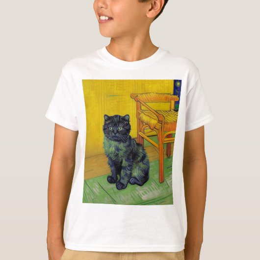 Van Gogh Zwart Kat T-shirt (Voorkant)