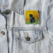 Van Gogh Zwart Kat Vierkante Button 5,1 Cm (In situ)