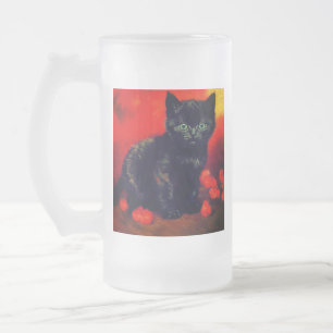 Van Gogh Zwart Kitten Matglas Bierpul