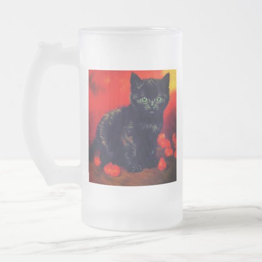 Van Gogh Zwart Kitten Matglas Bierpul (Links)