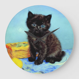 Van Gogh Zwart Kitten met garen Grote Klok